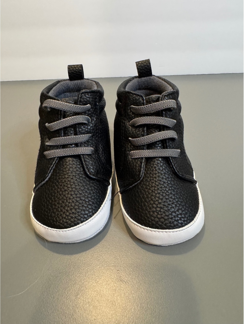 Stepping Stones Baby Black Faux Leather Soft Sole Shoes Size 3